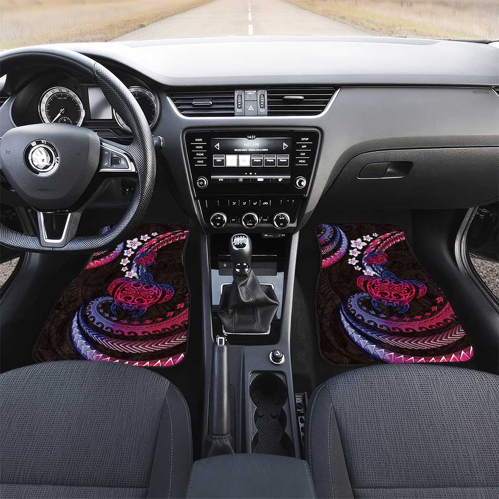 Hawaii Turtles Plumeria Car Mats Sweet Gradient Polynesian Pattern