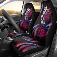 Hawaii Turtles Plumeria Car Seat Cover Sweet Gradient Polynesian Pattern