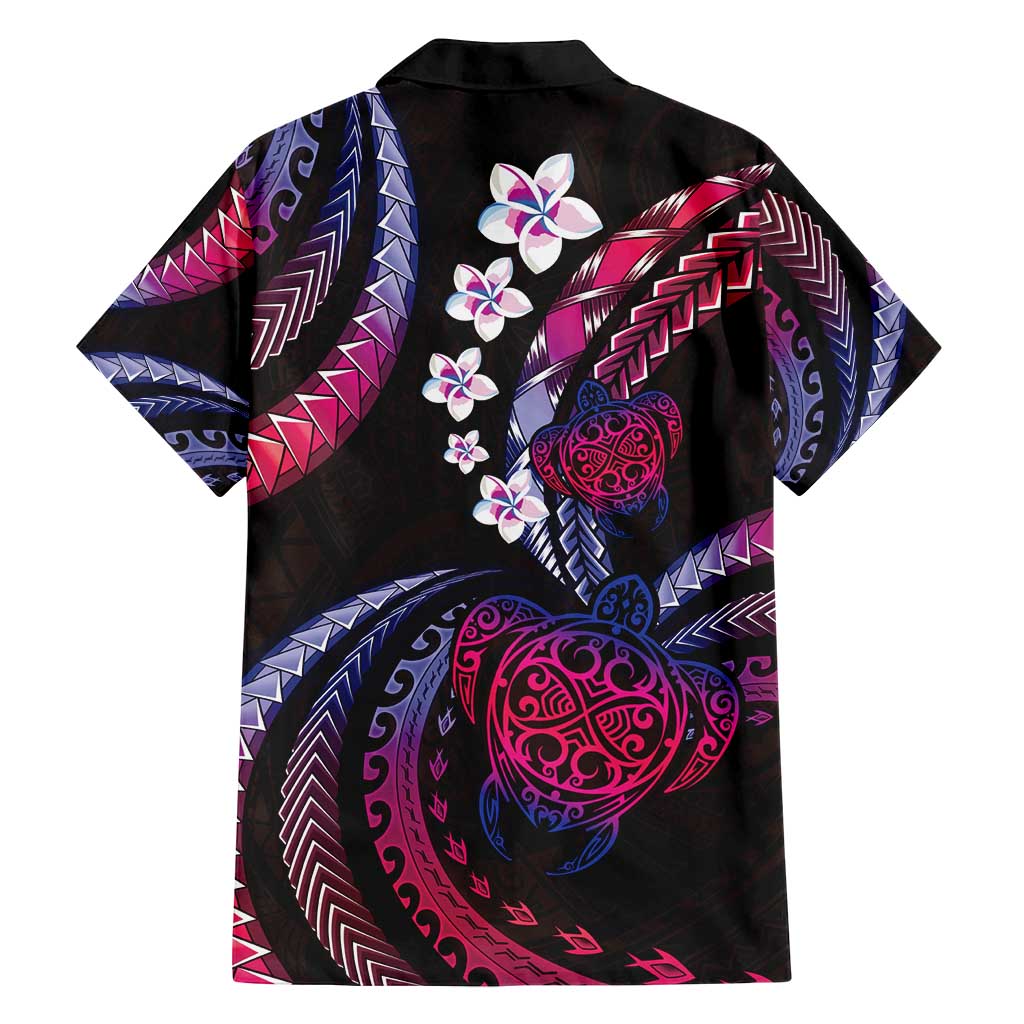Hawaii Turtles Plumeria Family Matching Long Sleeve Bodycon Dress and Hawaiian Shirt Sweet Gradient Polynesian Pattern