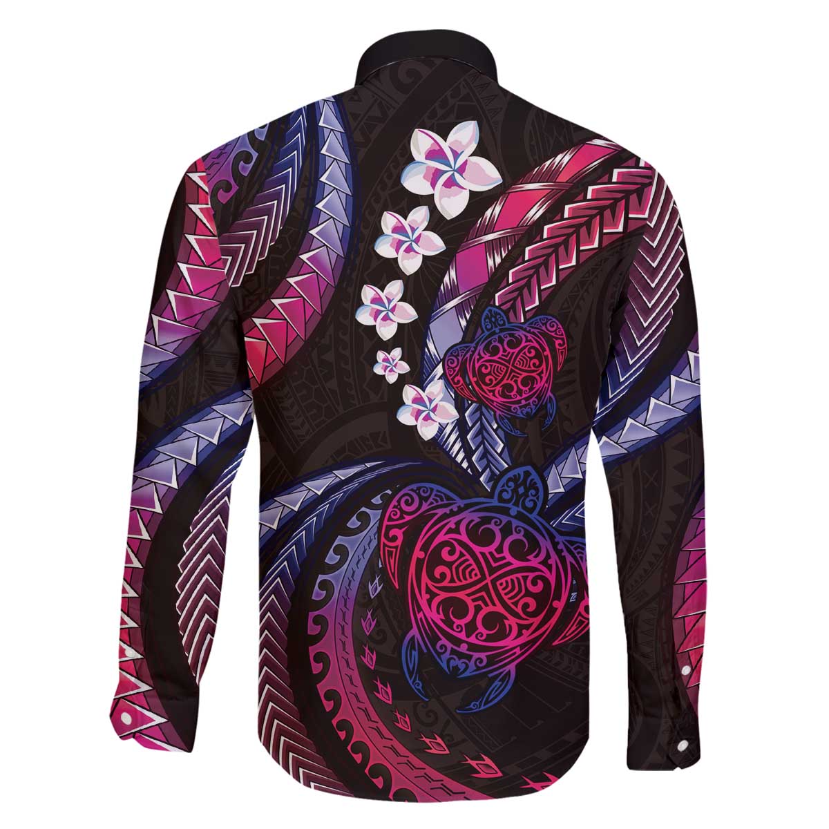 Hawaii Turtles Plumeria Family Matching Off The Shoulder Long Sleeve Dress and Hawaiian Shirt Sweet Gradient Polynesian Pattern