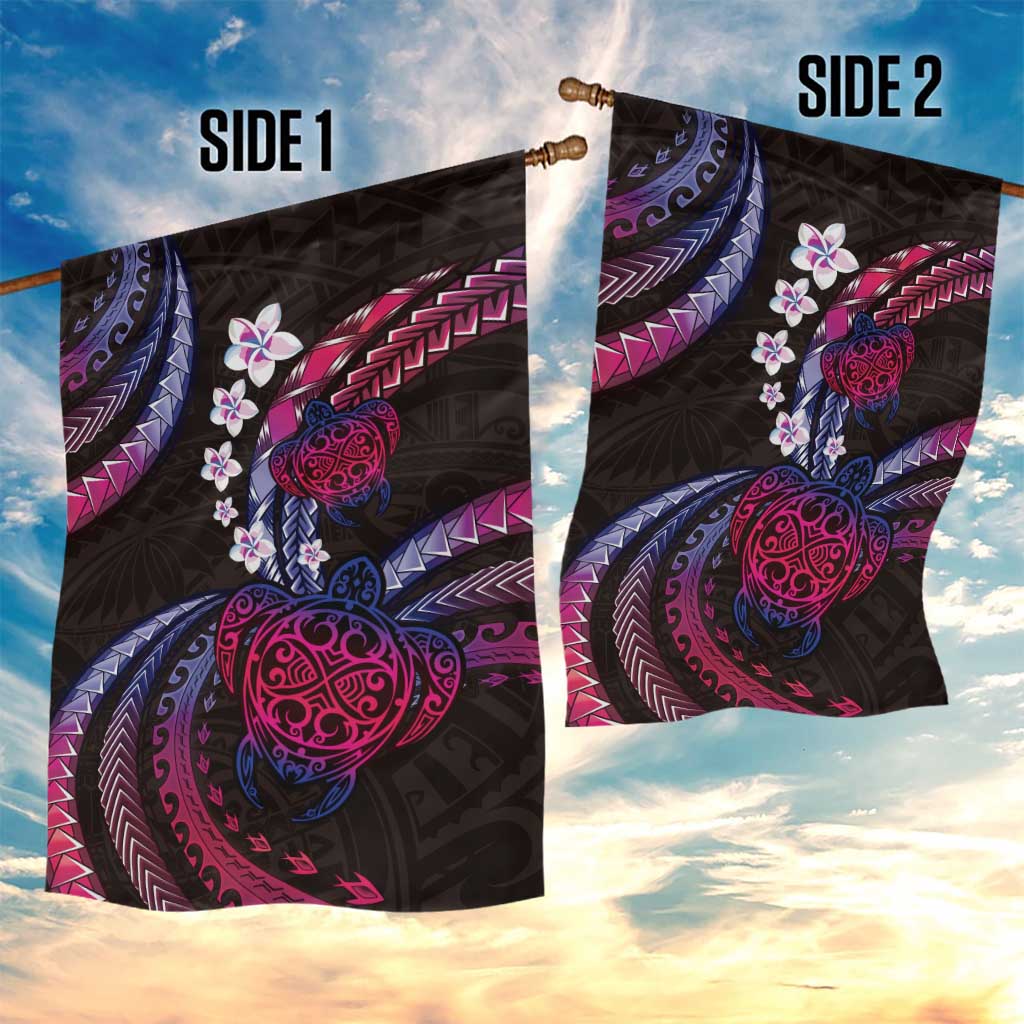 Hawaii Turtles Plumeria Garden Flag Sweet Gradient Polynesian Pattern