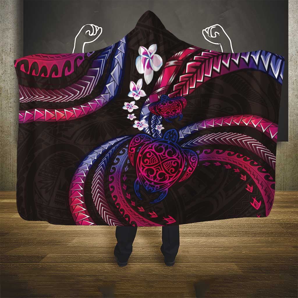 Hawaii Turtles Plumeria Hooded Blanket Sweet Gradient Polynesian Pattern LT01 - Polynesian Pride