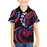 Hawaii Turtles Plumeria Kid Hawaiian Shirt Sweet Gradient Polynesian Pattern LT01 Kid Pink - Polynesian Pride