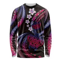 Hawaii Turtles Plumeria Long Sleeve Shirt Sweet Gradient Polynesian Pattern LT01 Unisex Pink - Polynesian Pride