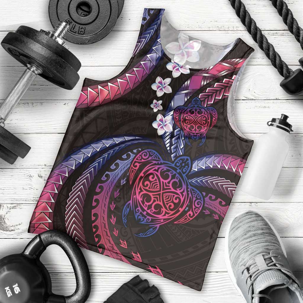 Hawaii Turtles Plumeria Men Tank Top Sweet Gradient Polynesian Pattern LT01 - Polynesian Pride