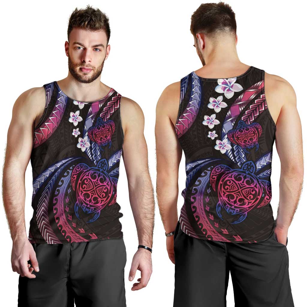 Hawaii Turtles Plumeria Men Tank Top Sweet Gradient Polynesian Pattern LT01 - Polynesian Pride