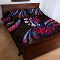 Hawaii Turtles Plumeria Quilt Bed Set Sweet Gradient Polynesian Pattern