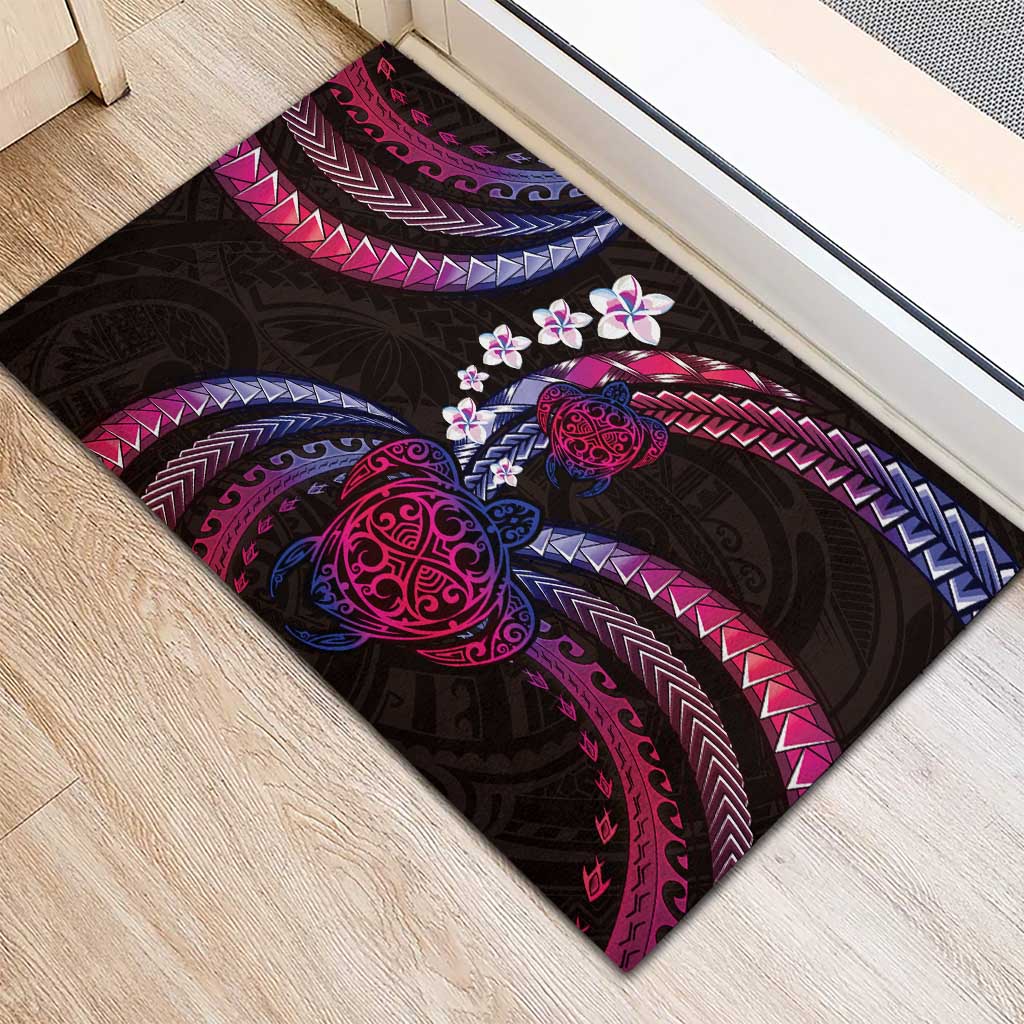 Hawaii Turtles Plumeria Rubber Doormat Sweet Gradient Polynesian Pattern LT01 - Polynesian Pride