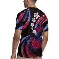 Hawaii Turtles Plumeria Rugby Jersey Sweet Gradient Polynesian Pattern