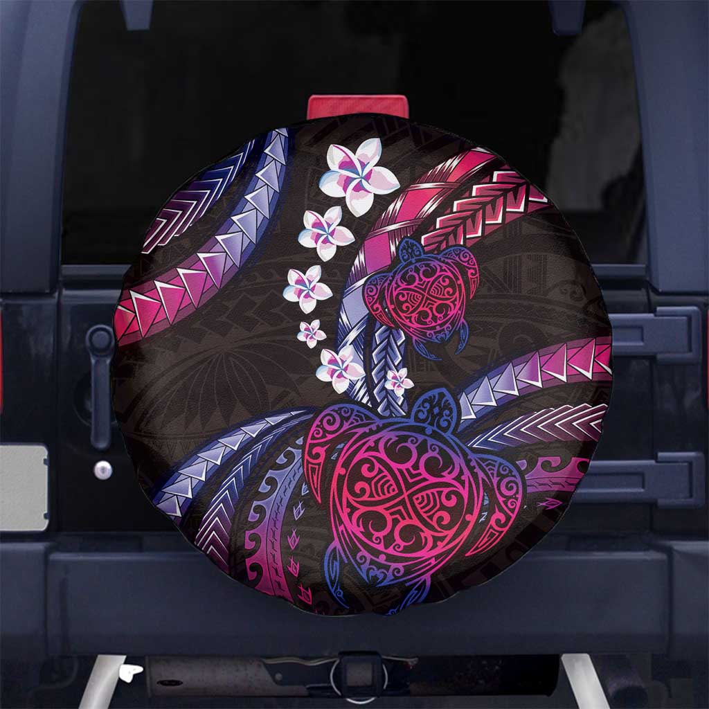 Hawaii Turtles Plumeria Spare Tire Cover Sweet Gradient Polynesian Pattern