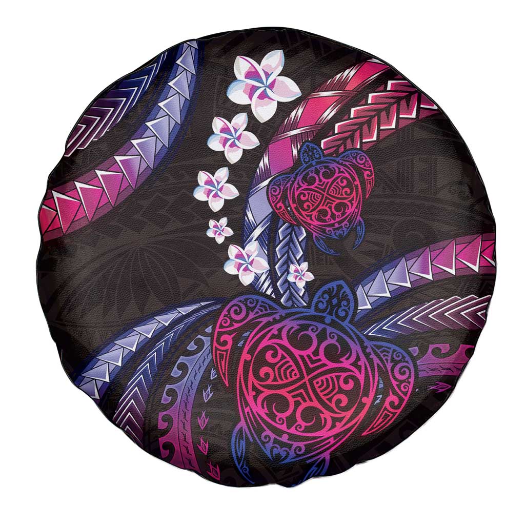 Hawaii Turtles Plumeria Spare Tire Cover Sweet Gradient Polynesian Pattern