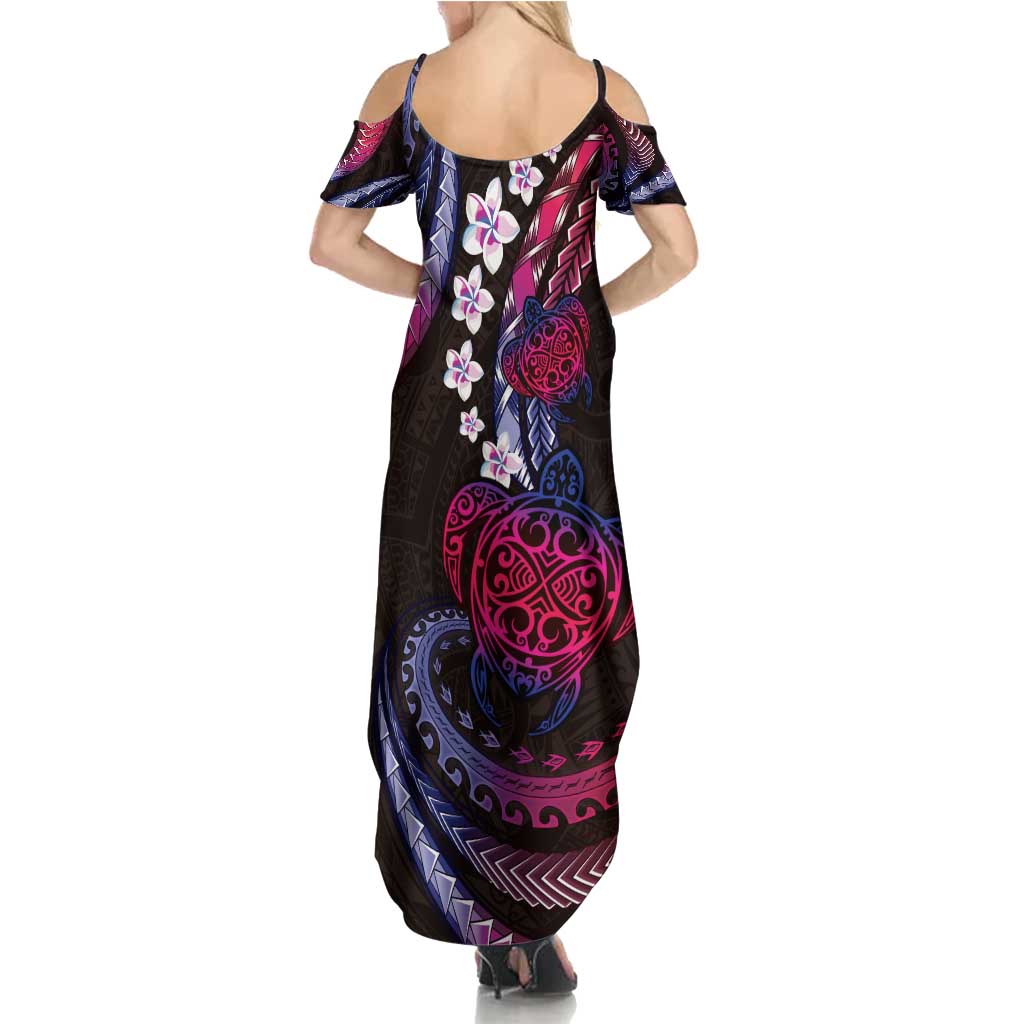 Hawaii Turtles Plumeria Summer Maxi Dress Sweet Gradient Polynesian Pattern LT01 - Polynesian Pride