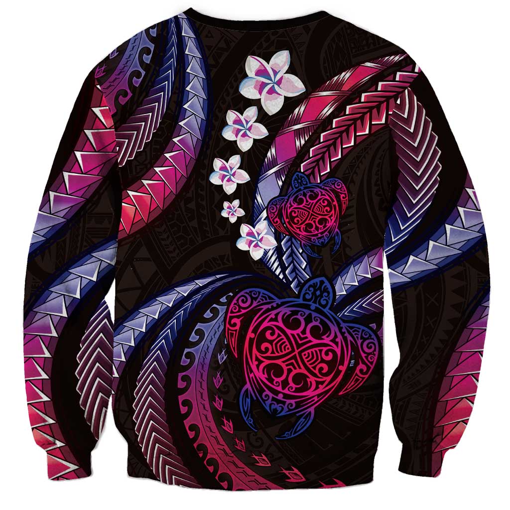 Hawaii Turtles Plumeria Sweatshirt Sweet Gradient Polynesian Pattern LT01 - Polynesian Pride