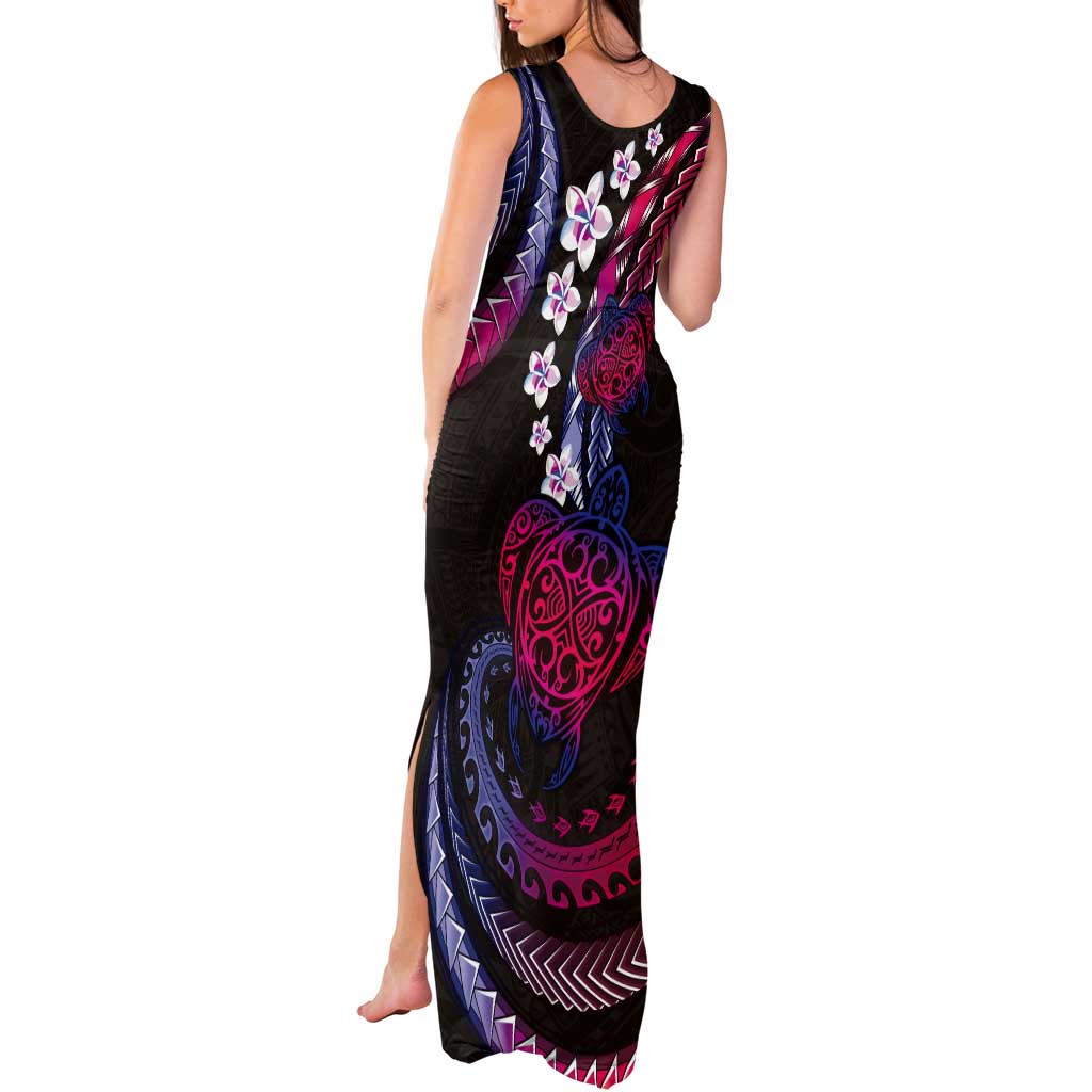 Hawaii Turtles Plumeria Tank Maxi Dress Sweet Gradient Polynesian Pattern LT01 - Polynesian Pride