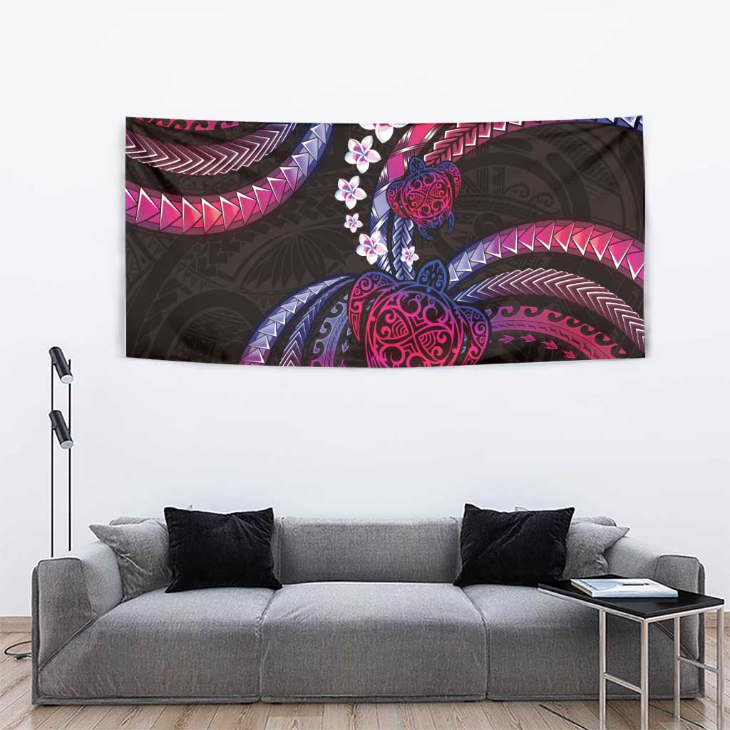 Hawaii Turtles Plumeria Tapestry Sweet Gradient Polynesian Pattern