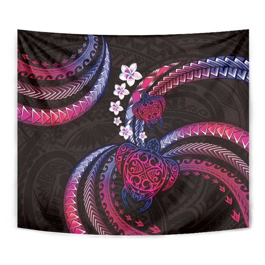 Hawaii Turtles Plumeria Tapestry Sweet Gradient Polynesian Pattern