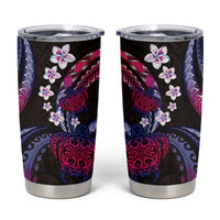 Hawaii Turtles Plumeria Tumbler Cup Sweet Gradient Polynesian Pattern