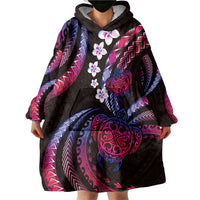 Hawaii Turtles Plumeria Wearable Blanket Hoodie Sweet Gradient Polynesian Pattern LT01 - Polynesian Pride