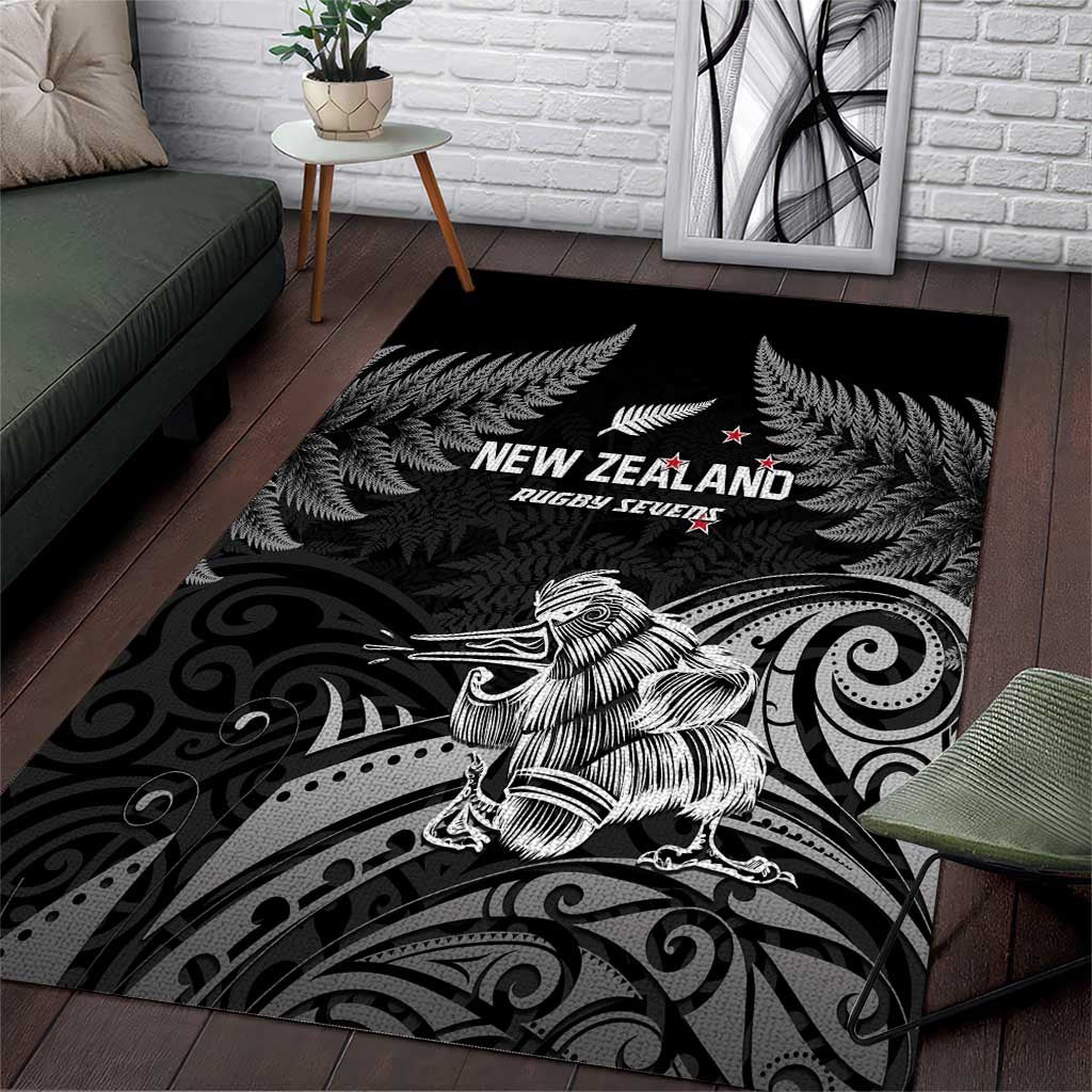 New Zealand 2024 Rugby Area Rug Silver Fern Aotearoa Kiwi