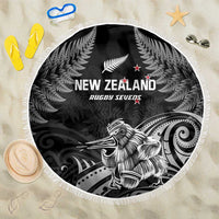 New Zealand 2024 Rugby Beach Blanket Silver Fern Aotearoa Kiwi LT01 One Size 150cm Black - Polynesian Pride