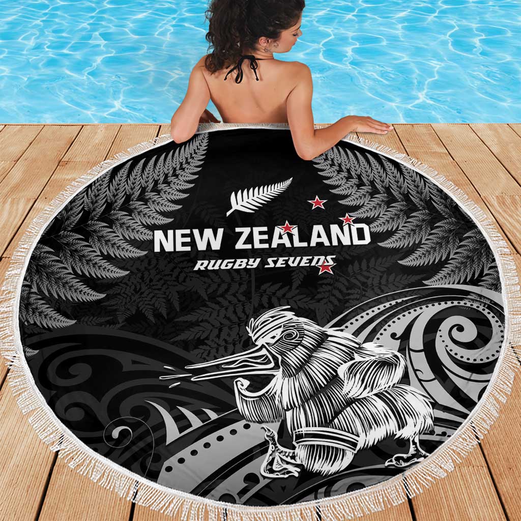 New Zealand 2024 Rugby Beach Blanket Silver Fern Aotearoa Kiwi LT01 - Polynesian Pride