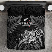 New Zealand 2024 Rugby Bedding Set Silver Fern Aotearoa Kiwi LT01 Black - Polynesian Pride