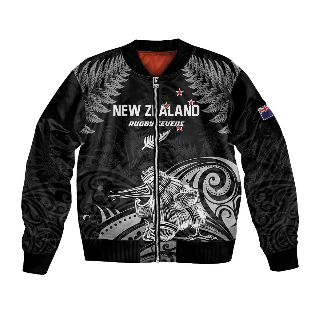 Custom New Zealand 2024 Rugby Bomber Jacket Silver Fern Aotearoa Kiwi