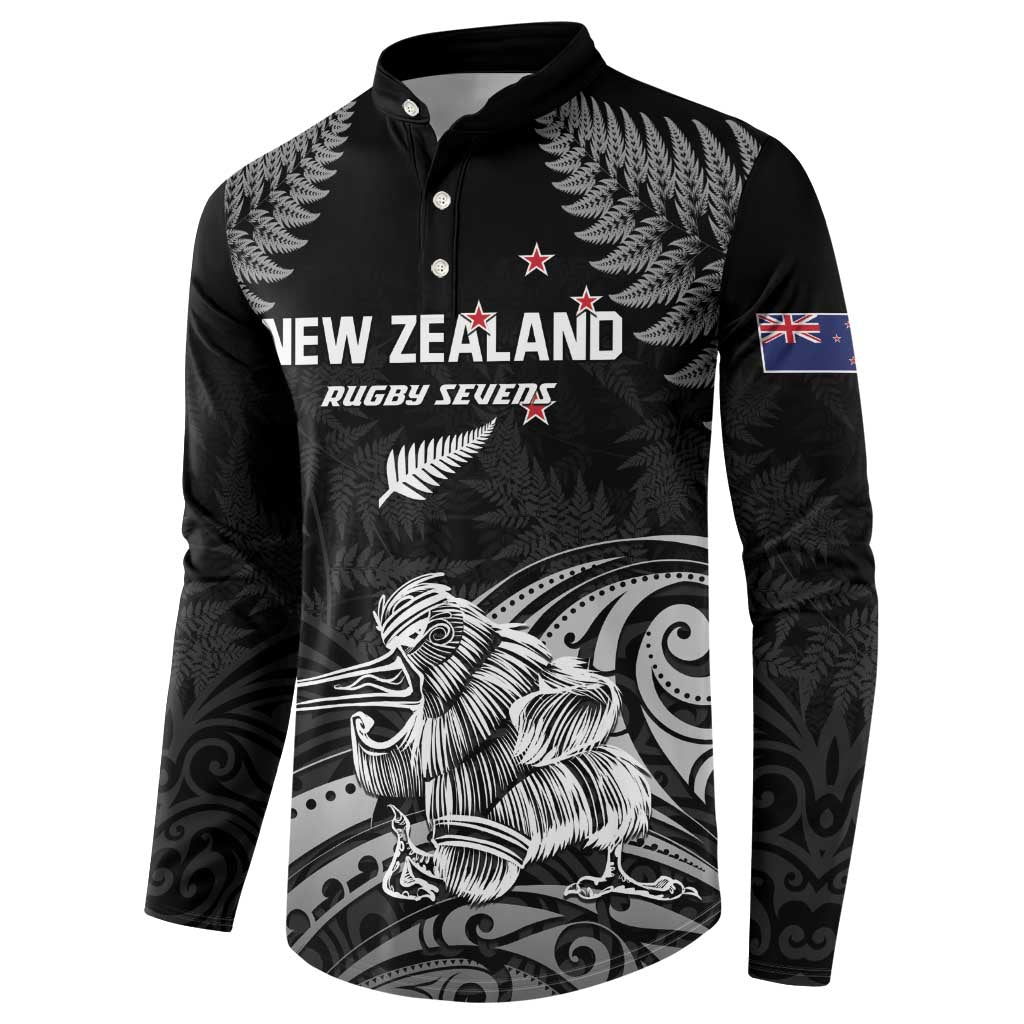 Custom New Zealand 2024 Rugby Button Sweatshirt Silver Fern Aotearoa Kiwi LT01 - Polynesian Pride