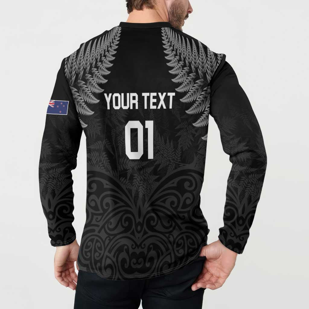 Custom New Zealand 2024 Rugby Button Sweatshirt Silver Fern Aotearoa Kiwi LT01 - Polynesian Pride
