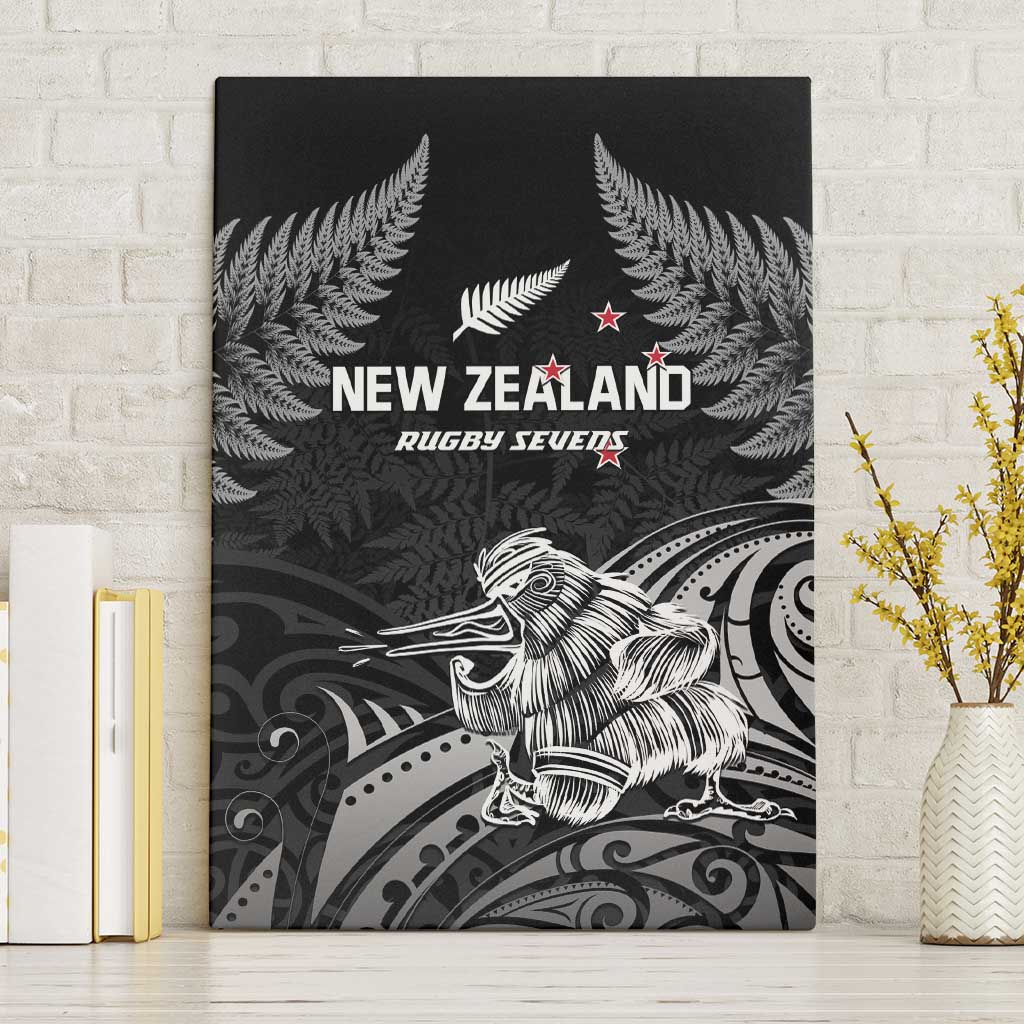 New Zealand 2024 Rugby Canvas Wall Art Silver Fern Aotearoa Kiwi LT01 Without Frame Black - Polynesian Pride