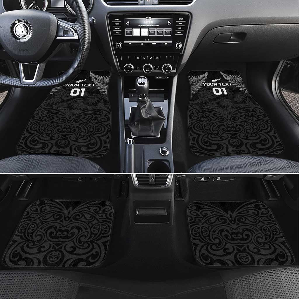 New Zealand 2024 Rugby Car Mats Silver Fern Aotearoa Kiwi LT01 Set 4pcs Black - Polynesian Pride