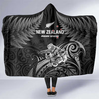 New Zealand 2024 Rugby Hooded Blanket Silver Fern Aotearoa Kiwi LT01 One Size Black - Polynesian Pride