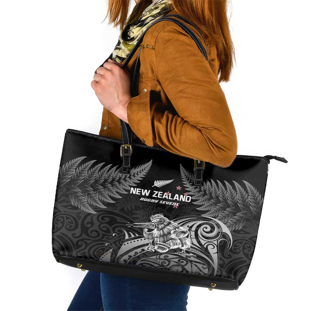 New Zealand 2024 Rugby Leather Tote Bag Silver Fern Aotearoa Kiwi LT01 Black - Polynesian Pride