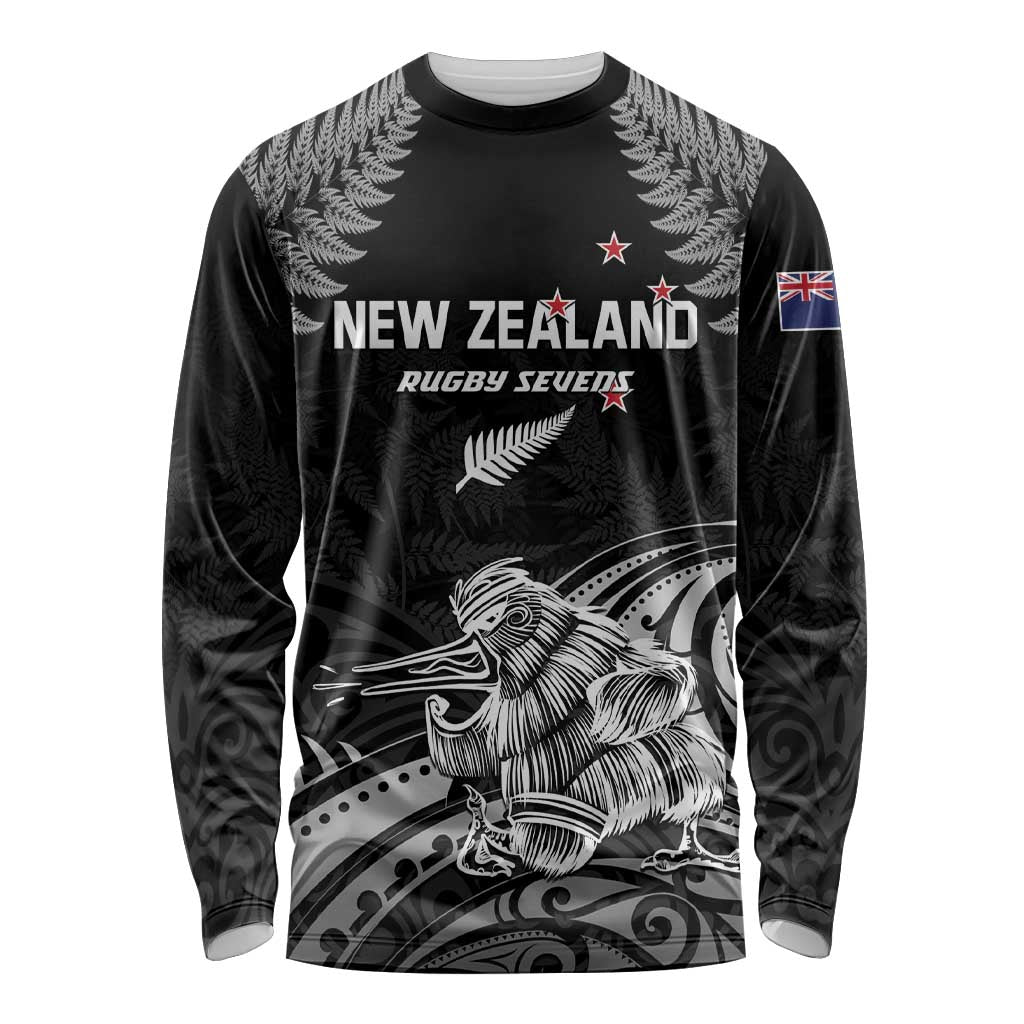 Custom New Zealand 2024 Rugby Long Sleeve Shirt Silver Fern Aotearoa Kiwi