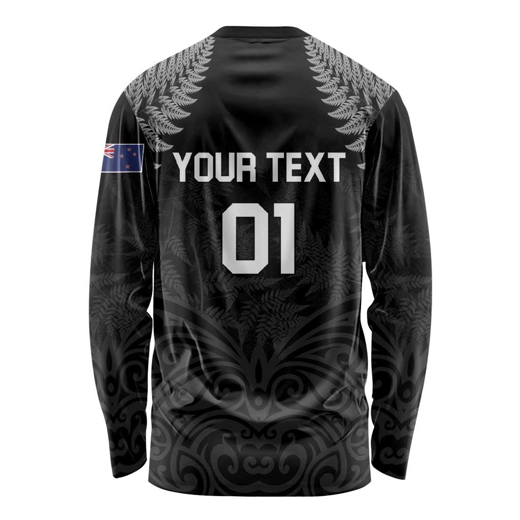 Custom New Zealand 2024 Rugby Long Sleeve Shirt Silver Fern Aotearoa Kiwi