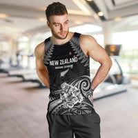 Custom New Zealand 2024 Rugby Men Tank Top Silver Fern Aotearoa Kiwi LT01 Black - Polynesian Pride