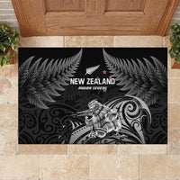 New Zealand 2024 Rugby Rubber Doormat Silver Fern Aotearoa Kiwi LT01 Black - Polynesian Pride