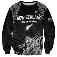 Custom New Zealand 2024 Rugby Sweatshirt Silver Fern Aotearoa Kiwi LT01 Unisex Black - Polynesian Pride
