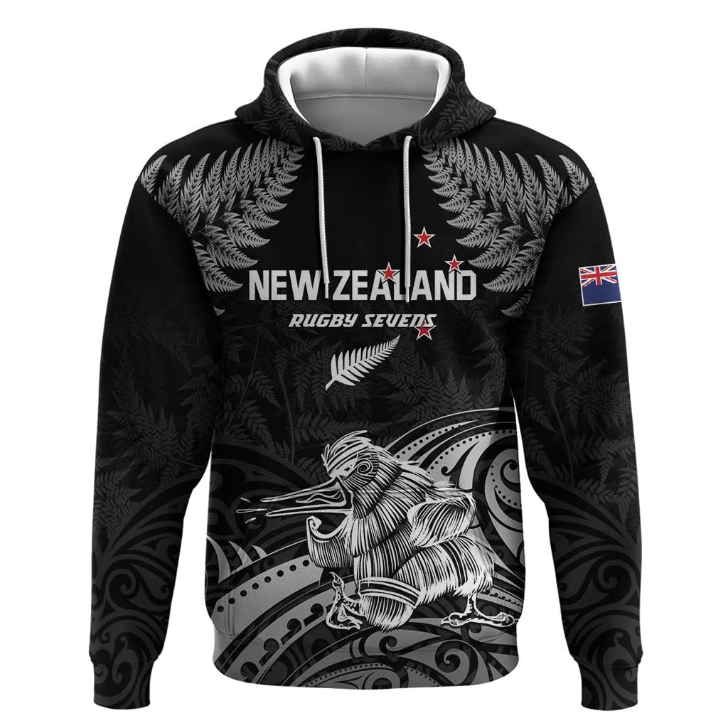 Custom New Zealand 2024 Rugby Zip Hoodie Silver Fern Aotearoa Kiwi