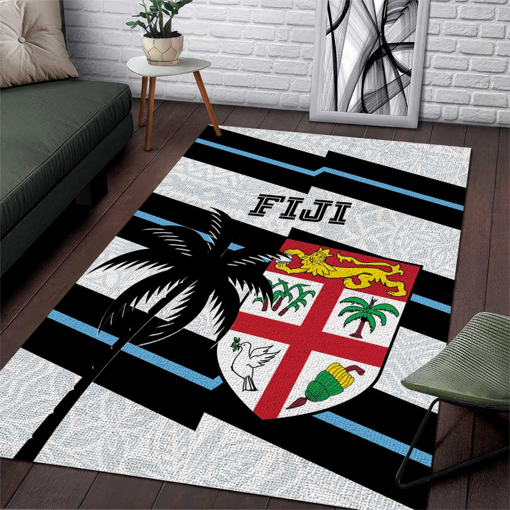 Fiji 2024 Rugby Area Rug Fijian Tapa Pattern