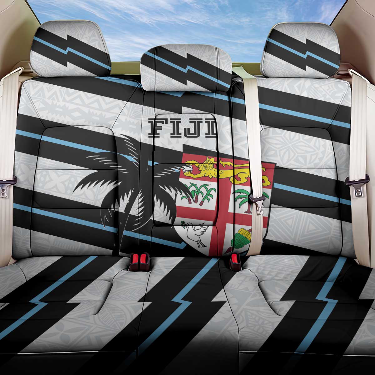 Fiji 2024 Rugby Back Car Seat Cover Fijian Tapa Pattern