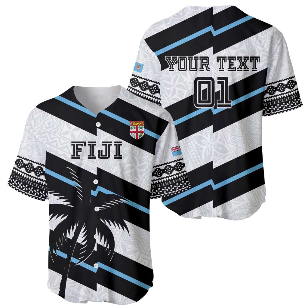 Custom Fiji 2024 Rugby Baseball Jersey Fijian Tapa Pattern