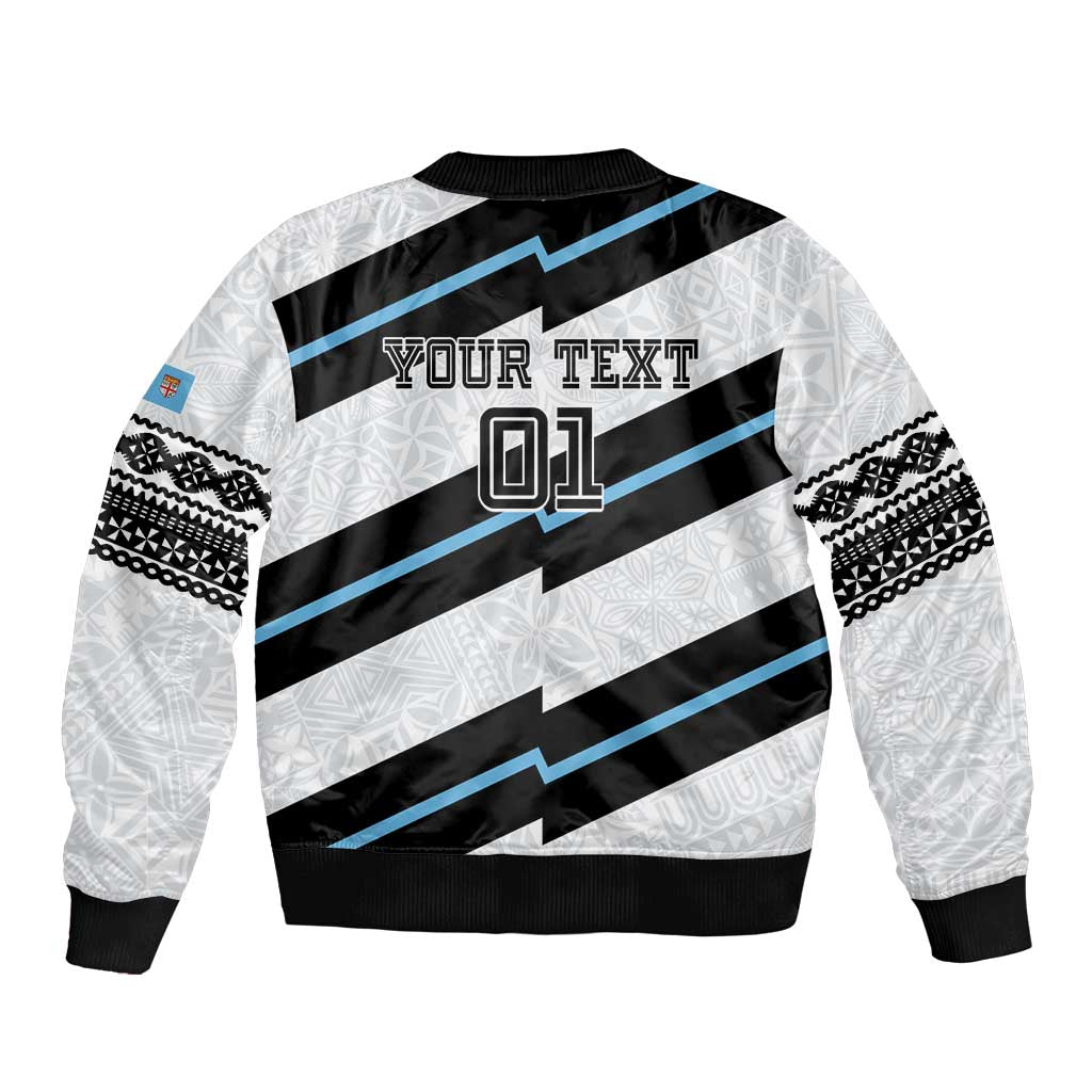 Custom Fiji 2024 Rugby Bomber Jacket Fijian Tapa Pattern