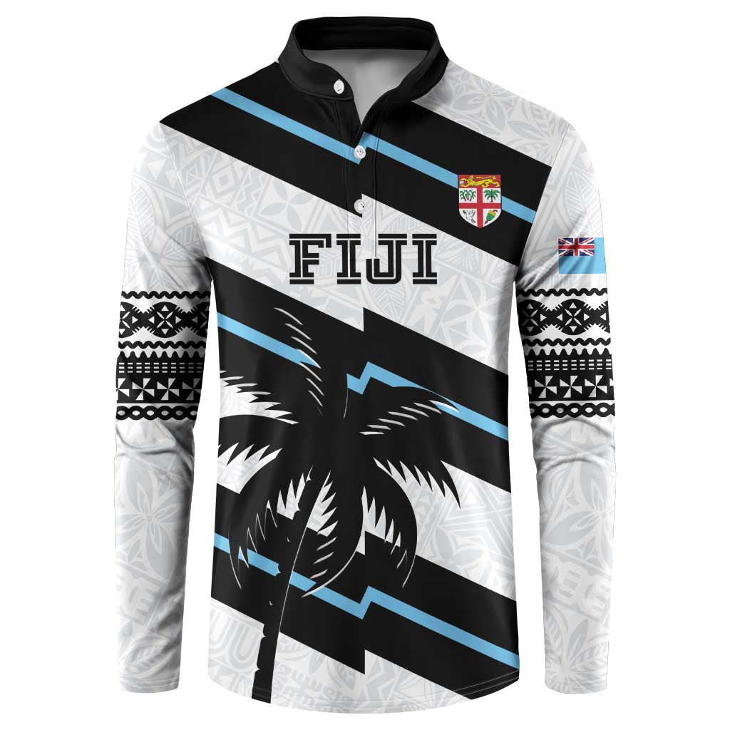 Custom Fiji 2024 Rugby Button Sweatshirt Fijian Tapa Pattern