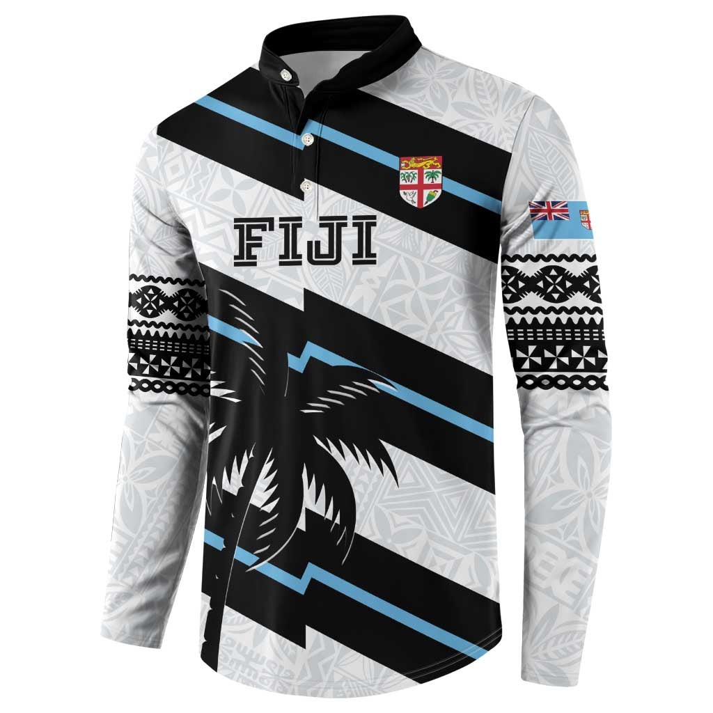 Custom Fiji 2024 Rugby Button Sweatshirt Fijian Tapa Pattern