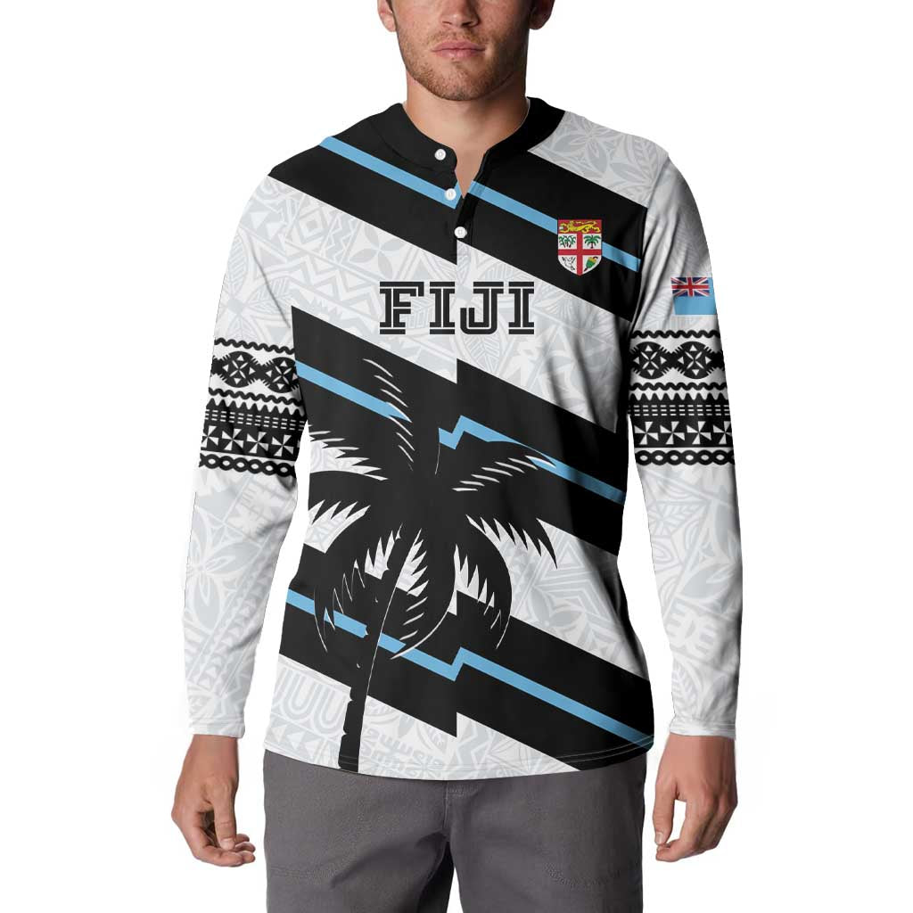 Custom Fiji 2024 Rugby Button Sweatshirt Fijian Tapa Pattern