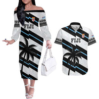 Custom Fiji 2024 Rugby Couples Matching Off The Shoulder Long Sleeve Dress and Hawaiian Shirt Fijian Tapa Pattern
