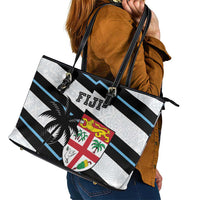 Fiji 2024 Rugby Leather Tote Bag Fijian Tapa Pattern