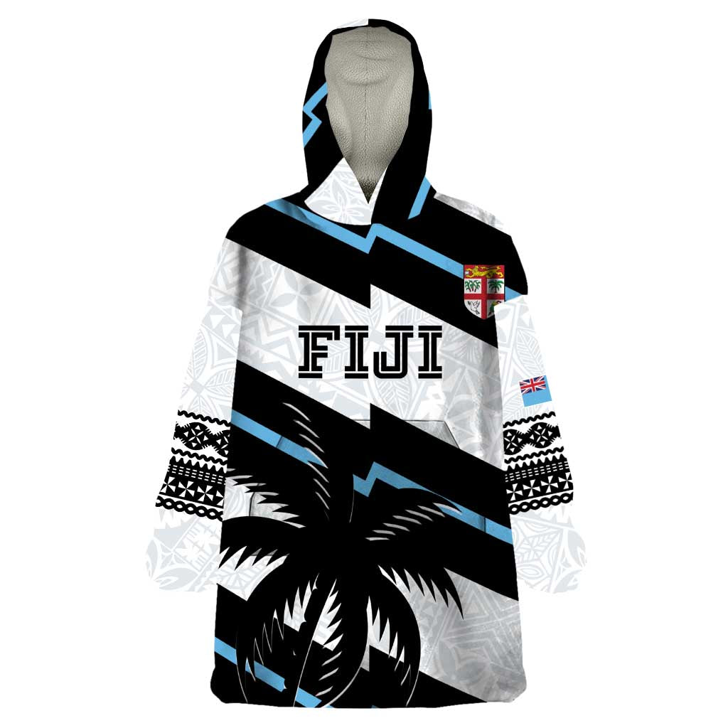 Custom Fiji 2024 Rugby Wearable Blanket Hoodie Fijian Tapa Pattern