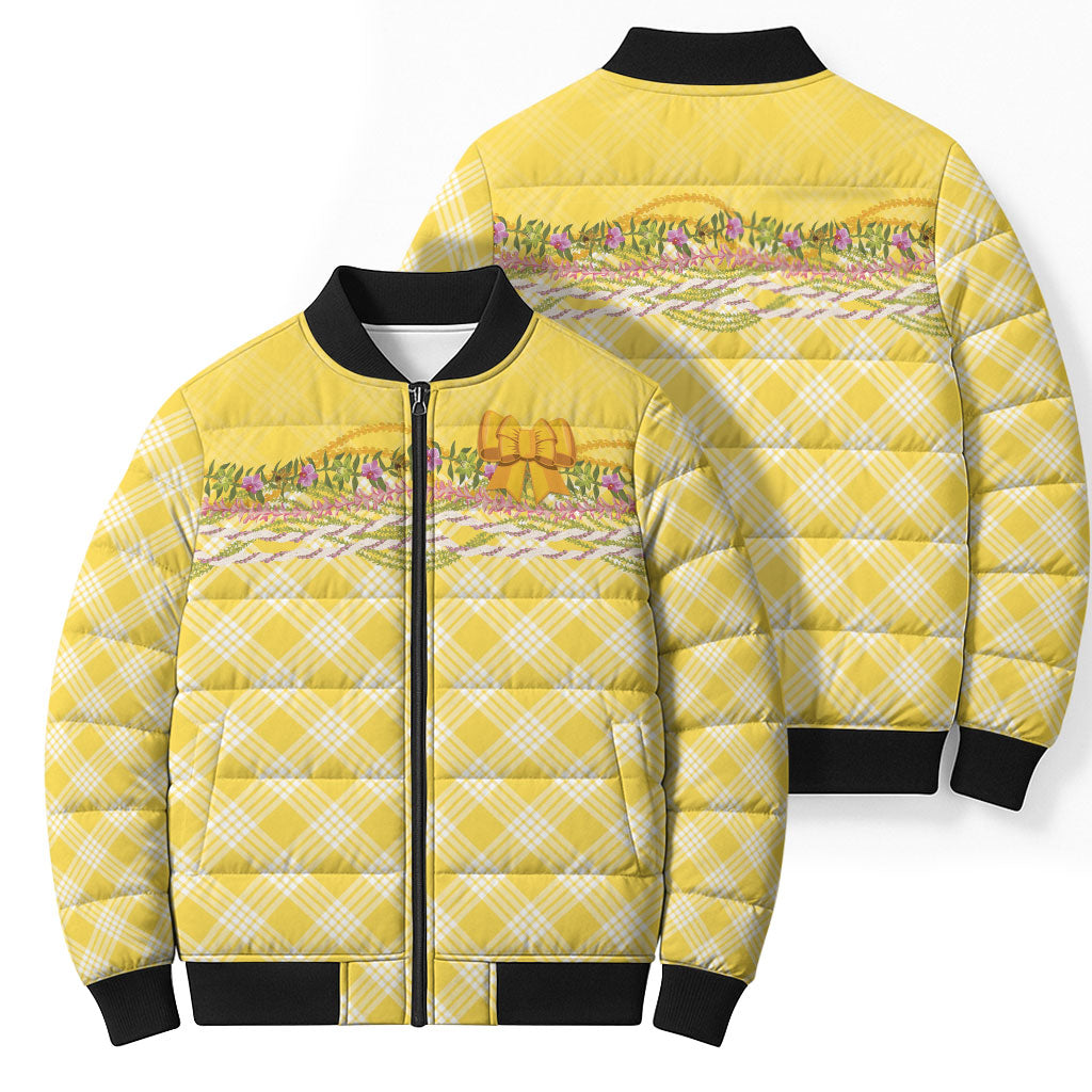 Hawaii Palaka Pikake Lokelani Plumeria Bomber Puffer Jacket Melemele Coquette Bow
